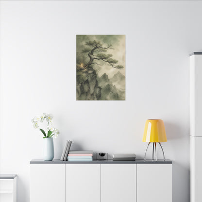 Candlelight Pine Tree Canvas Art - Japandi Kanso