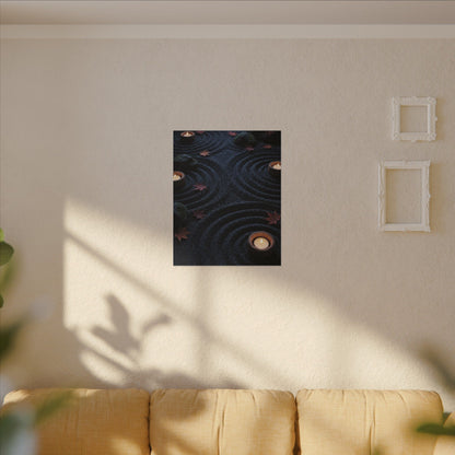 Seijaku Rock Garden Canvas Art - Dark Japandi Dark Texture