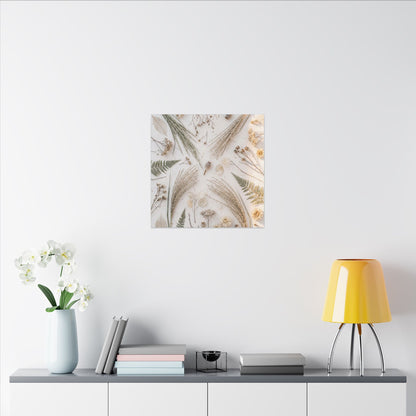 Elegant Dried Flowers Canvas Art - Japanese Pattern Japandi