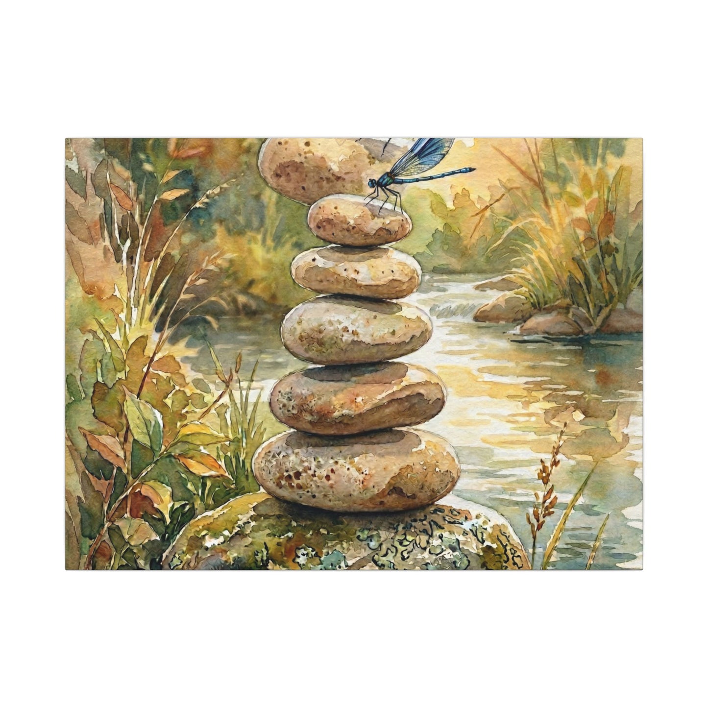 River Stones Summer Canvas Art | Japandi Cozy Design Art Print