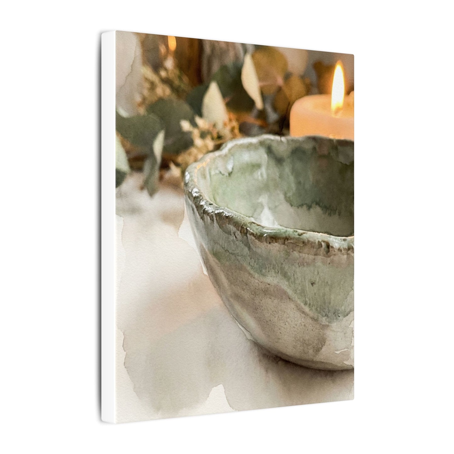 Ceramic Bowl Canvas Art | Summer Japandi Watercolor Art