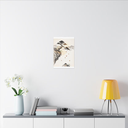 Peaceful Pine Tree Canvas Art - Sumi E Zen