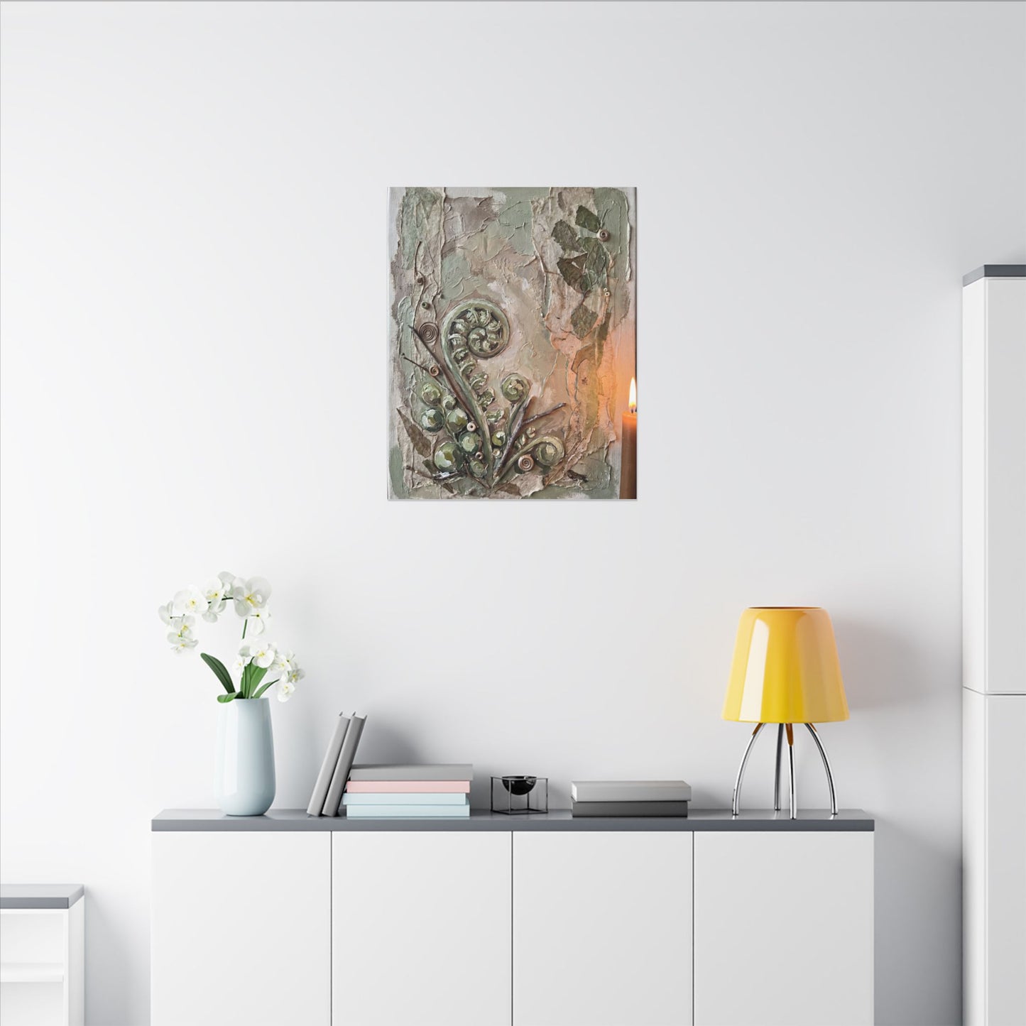 Datsuzoku Fern Unfurling Canvas Art - Japandi Texture