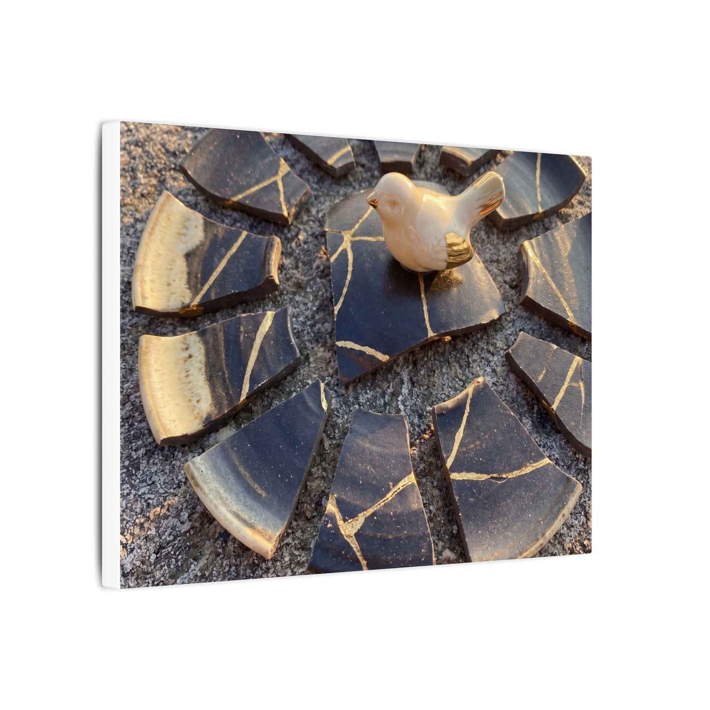 Golden Hour Broken Pottery Canvas Art - Kintsugi Datsuzoku