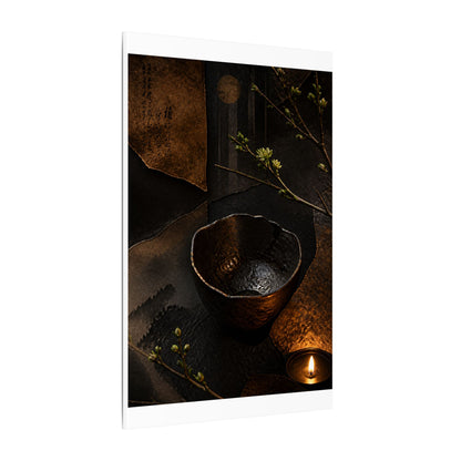 Atmospheric Ceramic Bowl Canvas Art - Shadow Zen Dark Japandi