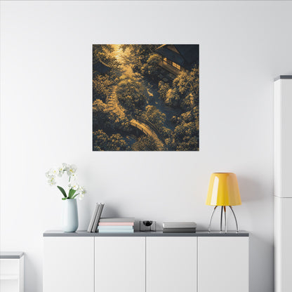 Contemplative Moonlit Garden Canvas Art - Ukiyo E Inspired Zen