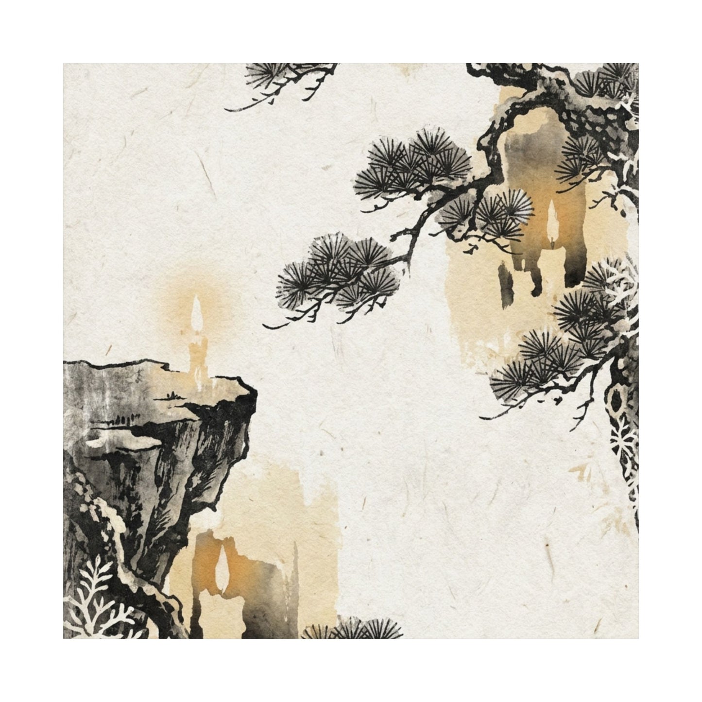 Ma Pine Tree Wall Art Print - Japandi Japanese Pattern