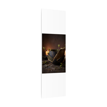 Broken Pottery Spring Canvas Art | Dark Japandi Luxurious Design