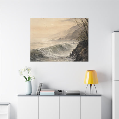 Ocean Wave Spring Canvas Art | Japandi Elegant Design