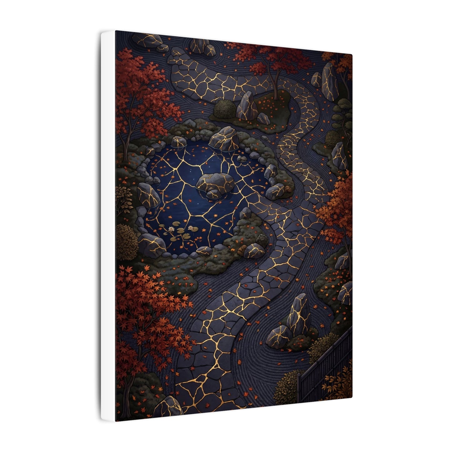 Moonlit Garden Gold Vein Canvas Art | Resilient Kintsugi Art