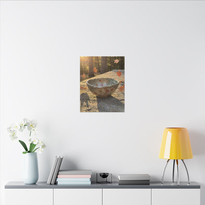 Japandi Ceramic Bowl in Golden Hour | Japanese Pattern Canvas Art
