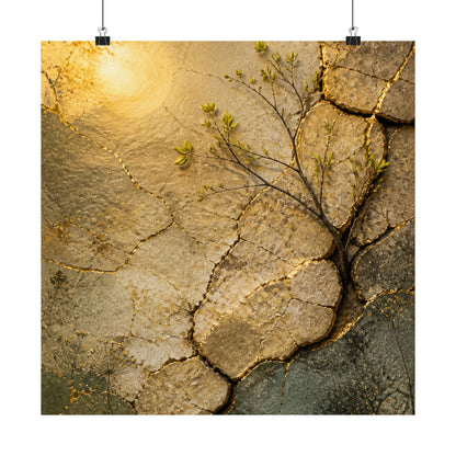 Cracked Earth Texture Wall Art Print | Earthy Japandi Art