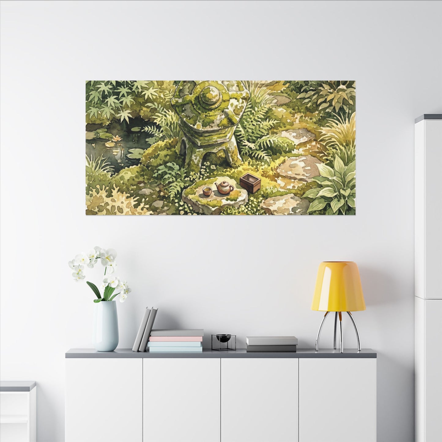 Datsuzoku Stone Lantern Canvas Art - Japandi Watercolor