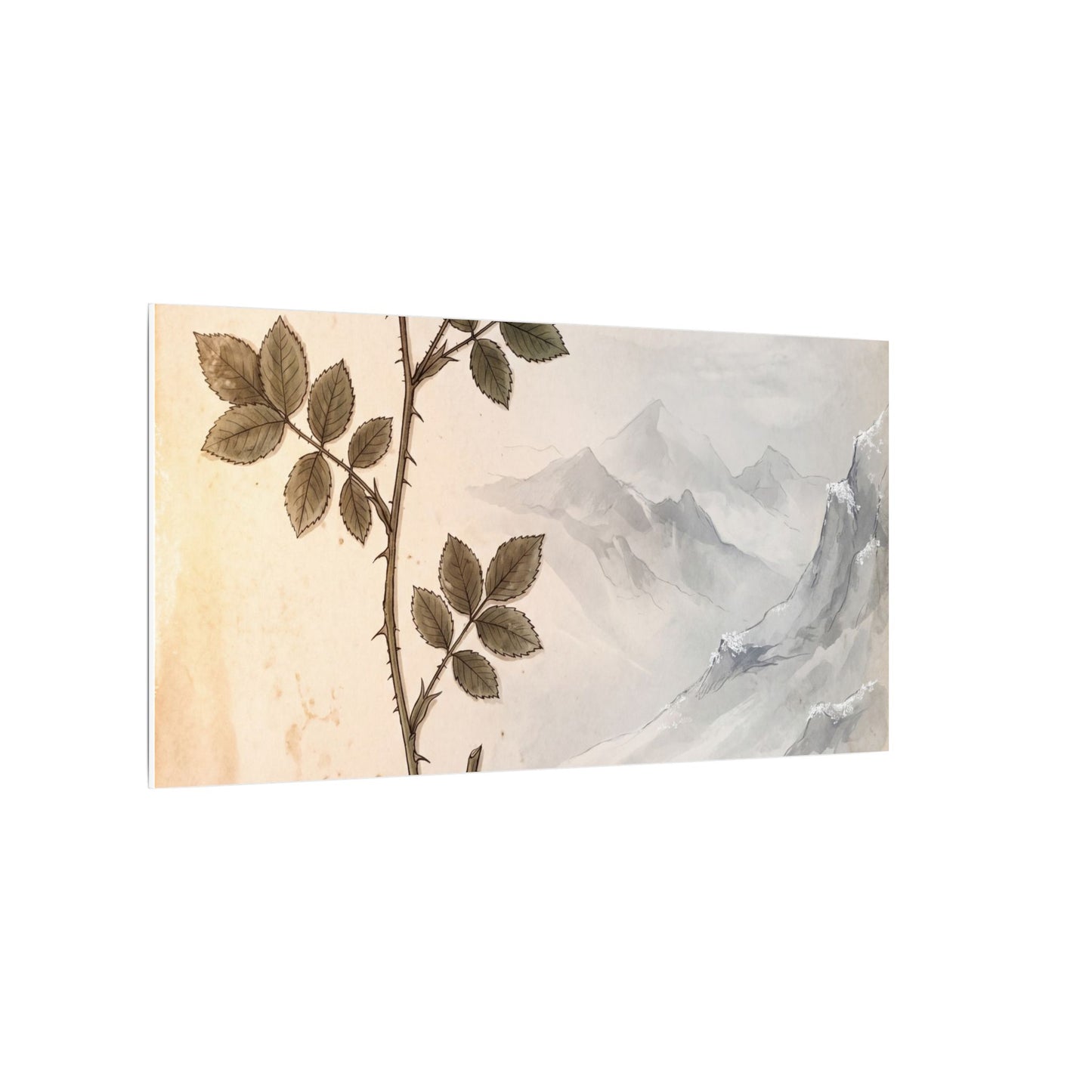 Winter Mountain Mist Herbarium Canvas Art | Earthy Decor