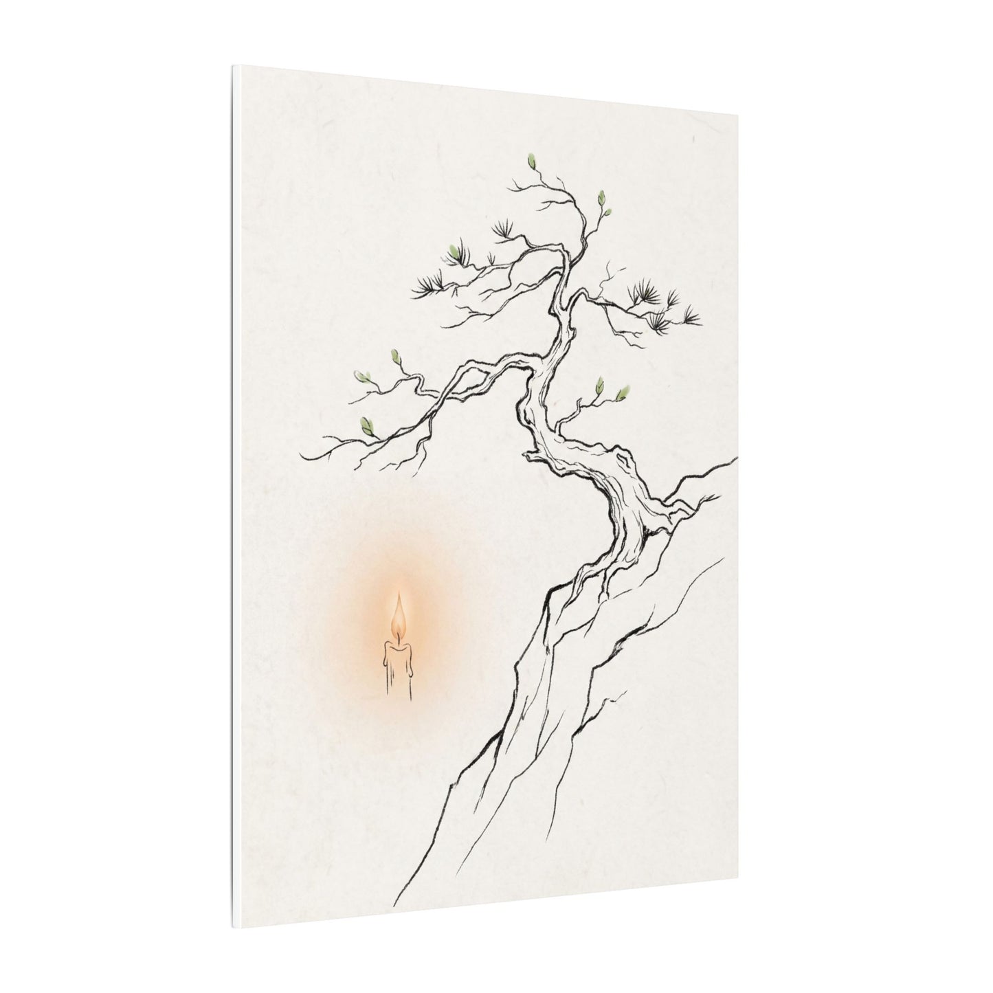 Candlelight Pine Tree Canvas Art - Japandi Shibui