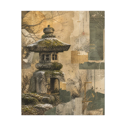 Elegant Stone Lantern Canvas Art - Texture Japandi
