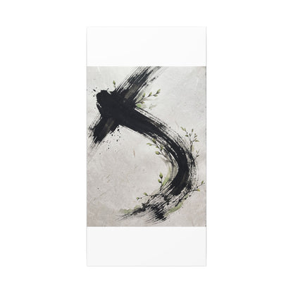 Ink Brushstroke Spring Canvas Art | Dark Japandi Sophisticated Design