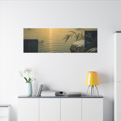 Zen Water Ripple in Golden Hour | Ukiyo E Inspired Canvas Art