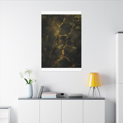 Shibui Cracked Earth Canvas Art - Dark Japandi Dark Texture