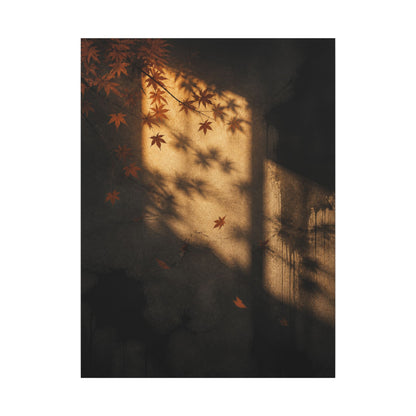 Shadow Play Canvas Art | Autumn Dark Japandi Charcoal Ink Art