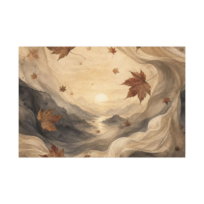 Autumn Silk Drape Watercolor Canvas Art | Earthy Decor
