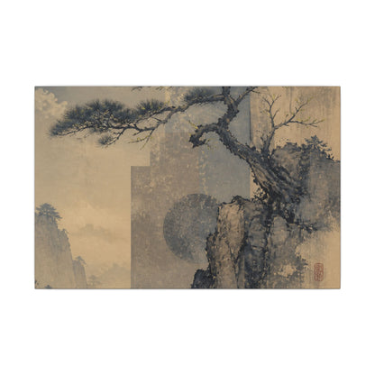 Japandi Pine Tree in Moonlight | Japanese Pattern Canvas Art