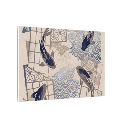 Earthy Koi Pond Canvas Art - Japanese Pattern Japandi