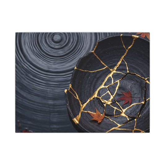 Philosophical Water Ripple Canvas Art - Gold Repair Kintsugi