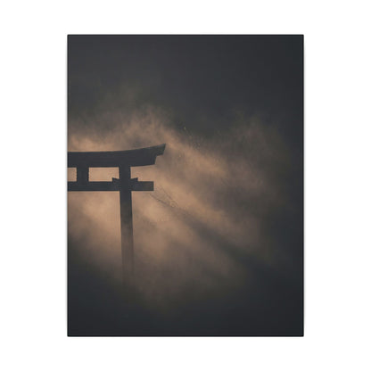 Torii Gate Shadow Zen Canvas Art | Bold Dark Japandi Art