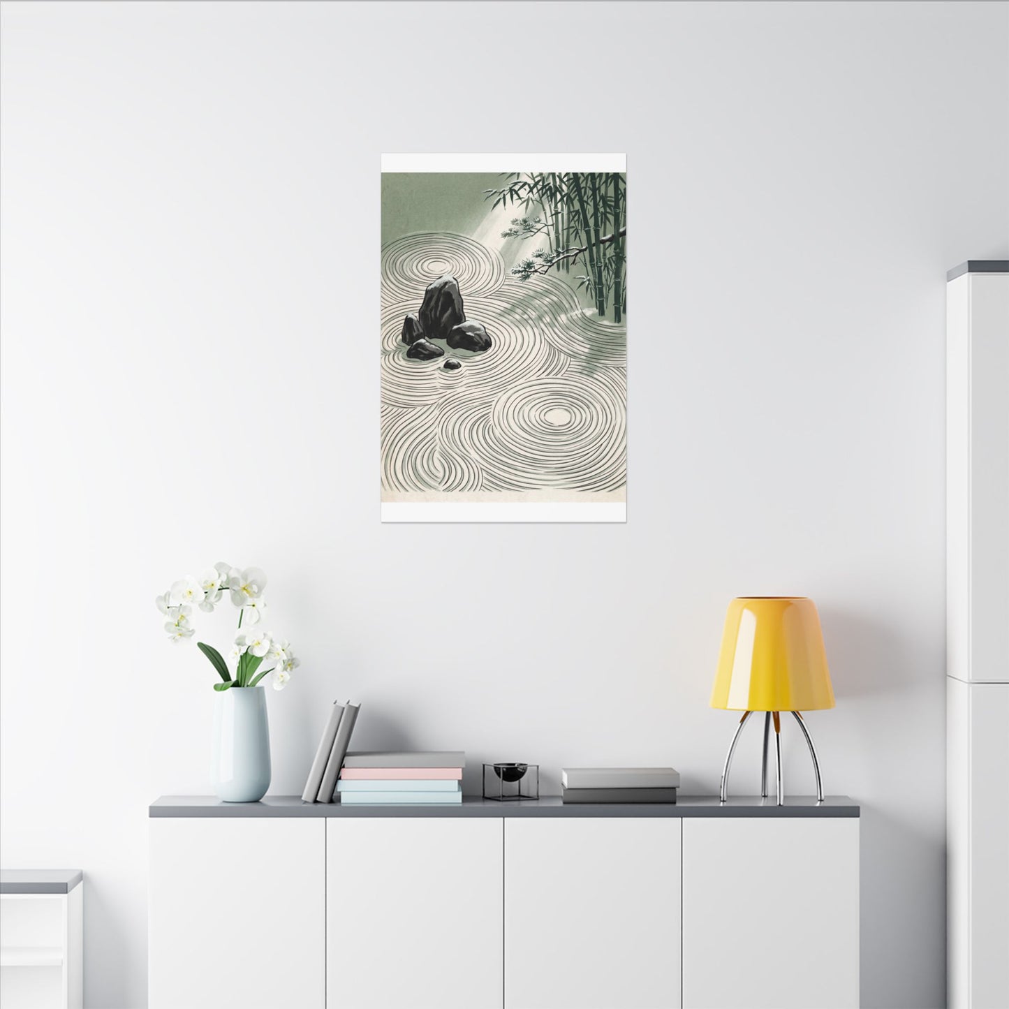 Shibui Rock Garden Canvas Art - Zen Ukiyo E Inspired