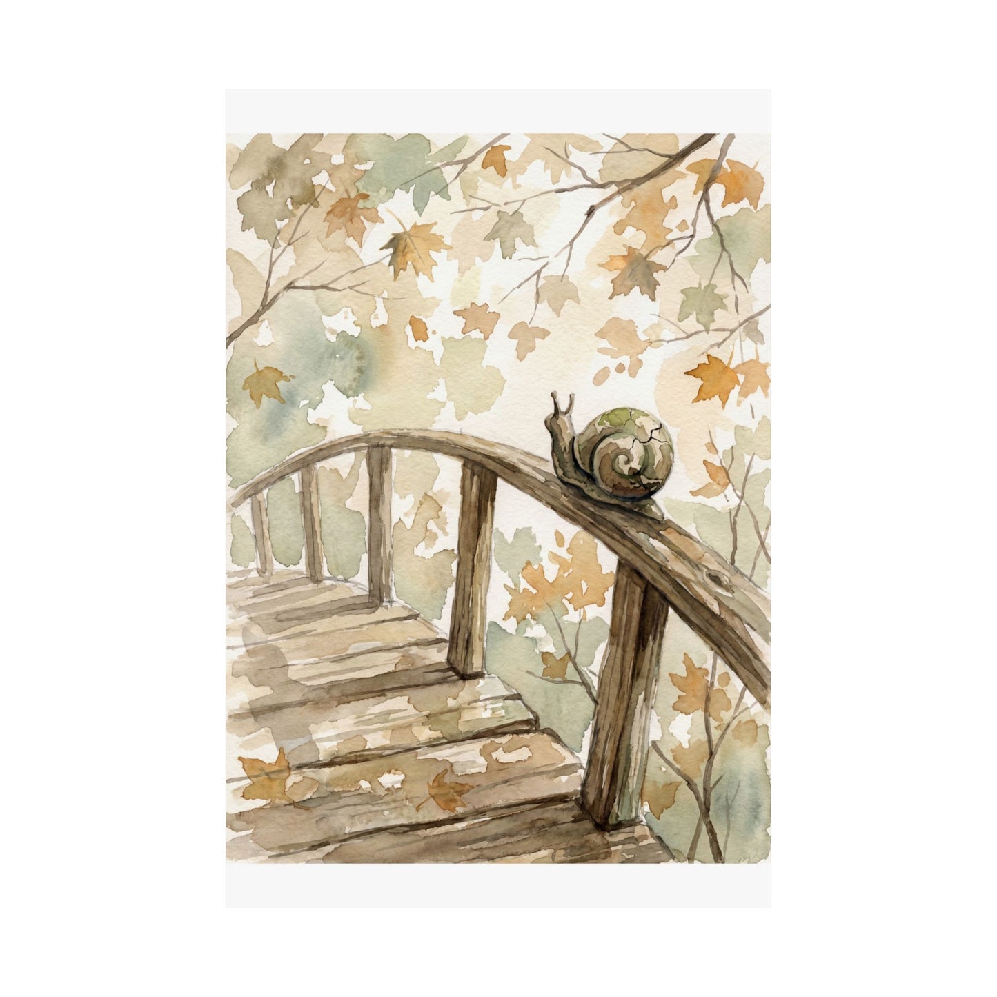 Datsuzoku Wooden Bridge Wall Art Print - Japandi Watercolor