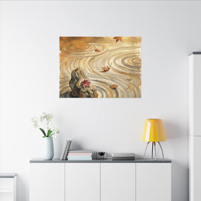 Autumn Rock Garden Watercolor Canvas Art | Neutral Decor