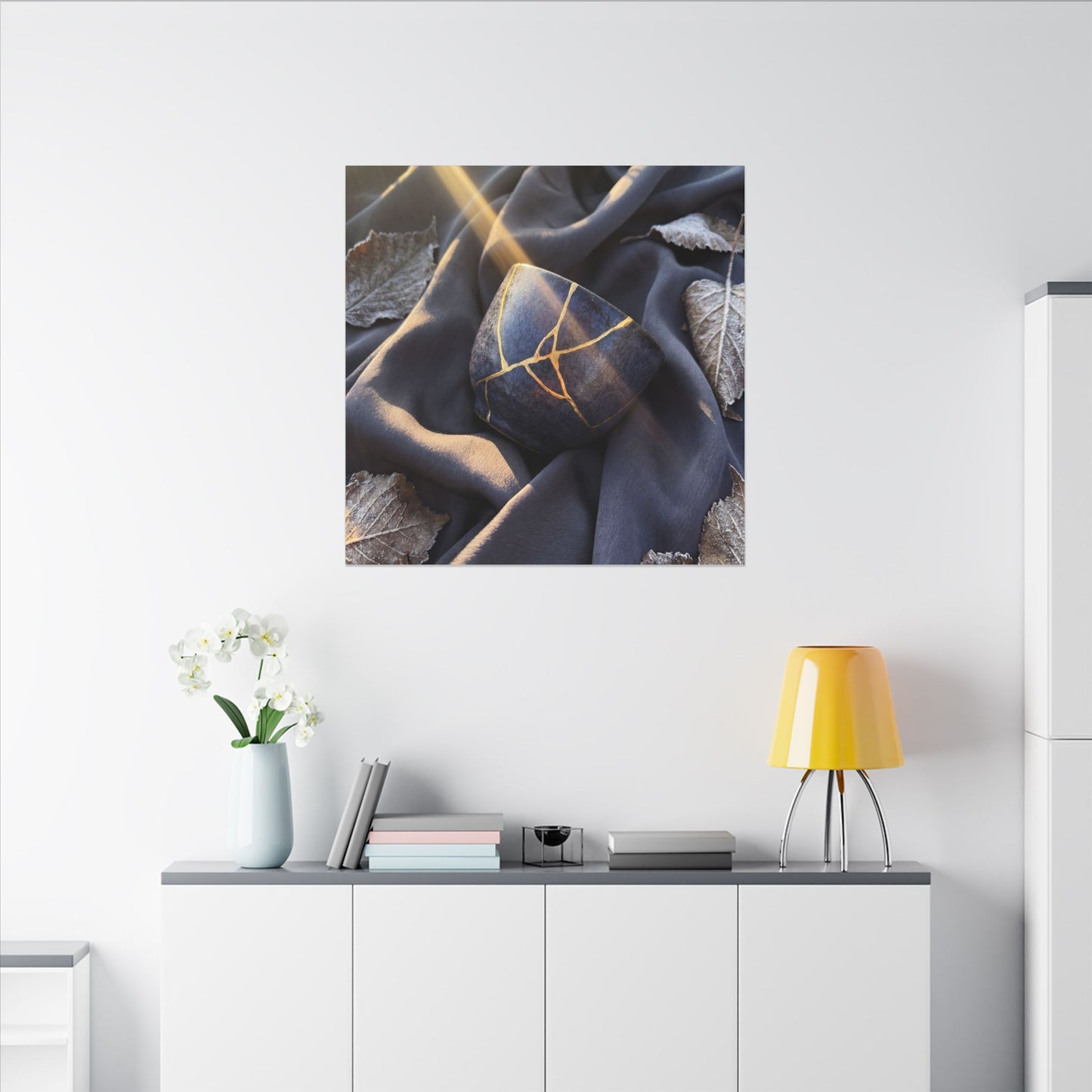 Winter Silk Drape Gold Repair Canvas Art | Artful Decor
