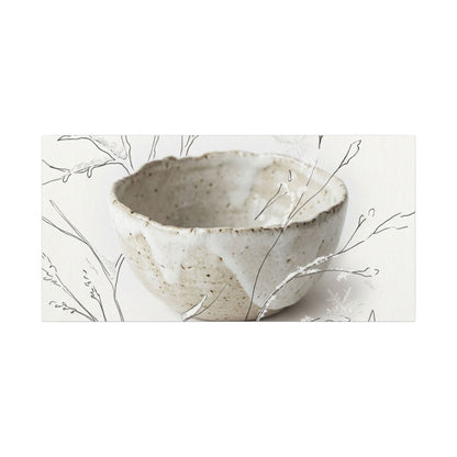 Neutral Ceramic Bowl Canvas Art - Minimal Line Japandi