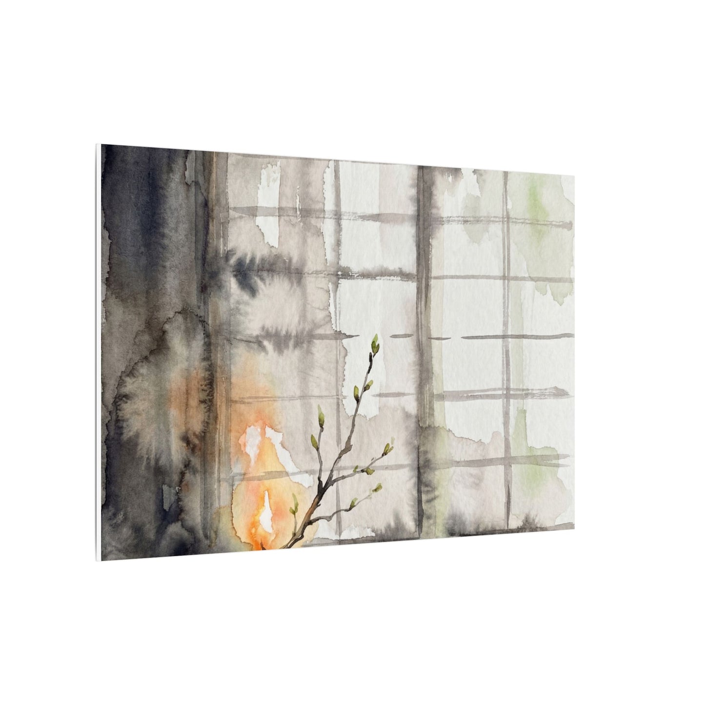 Shoji Screen Canvas Art | Spring Japandi Watercolor Art