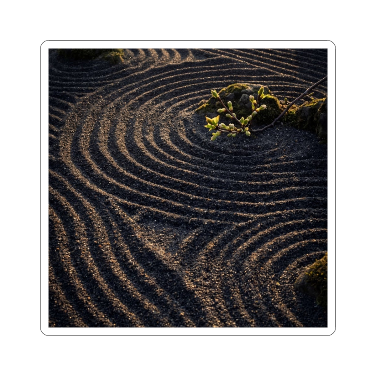 Rock Garden Spring Sticker | Dark Japandi Moody Design