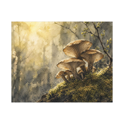 Wild Mushrooms Canvas Art | Spring Japandi Watercolor Art