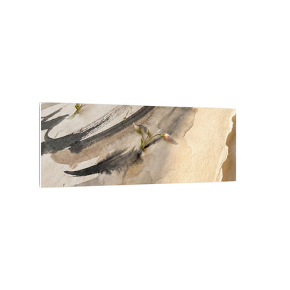 Ink Brushstroke Watercolor Canvas Art | Neutral Japandi Art