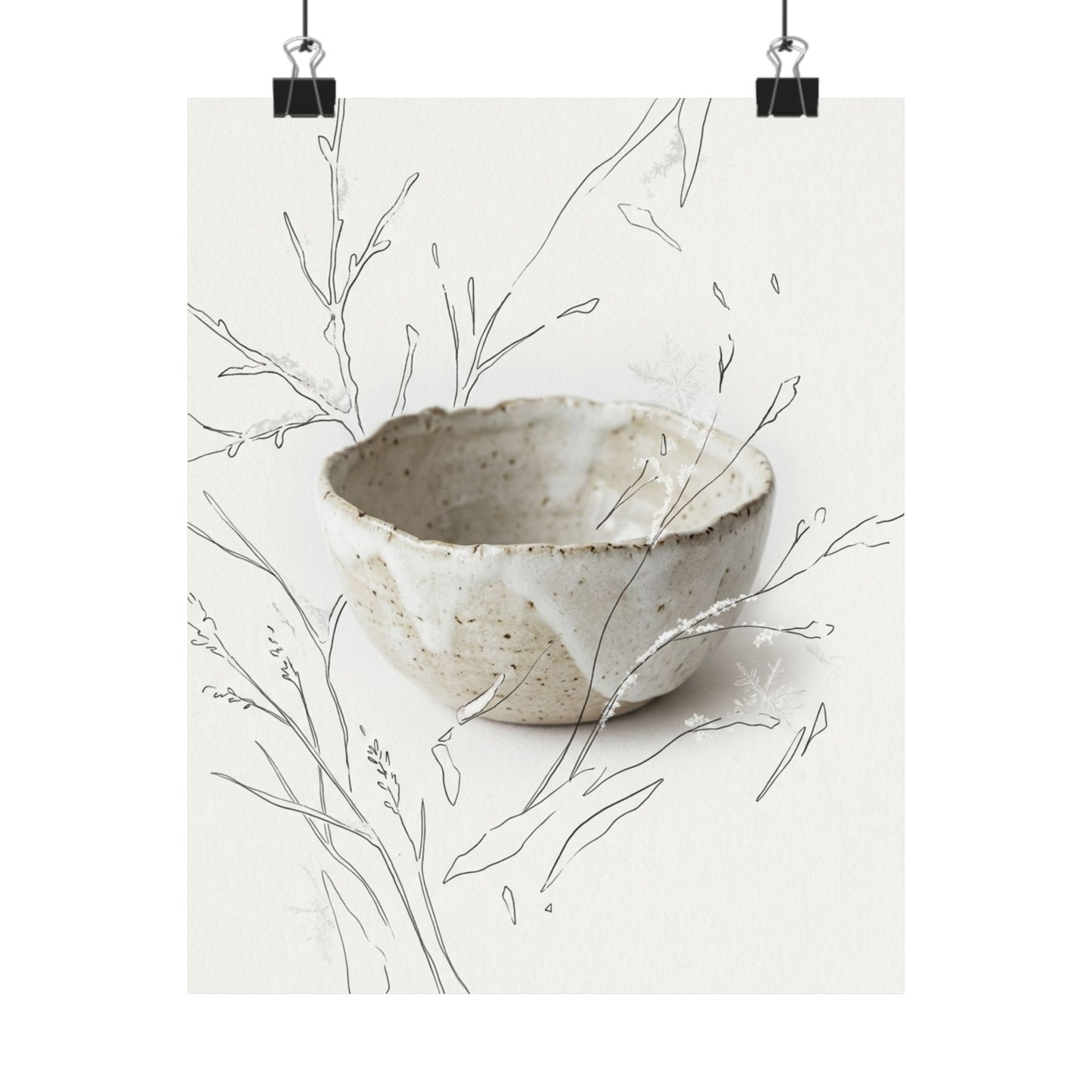 Japandi Ceramic Bowl in Overcast | Minimal Line Wall Art Print