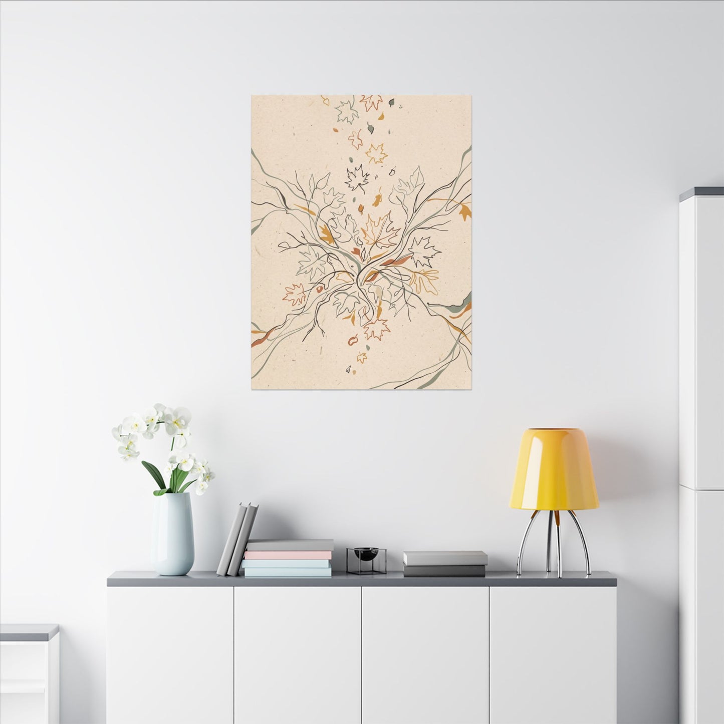 Warm Shadow Play Canvas Art - Minimal Line Japandi