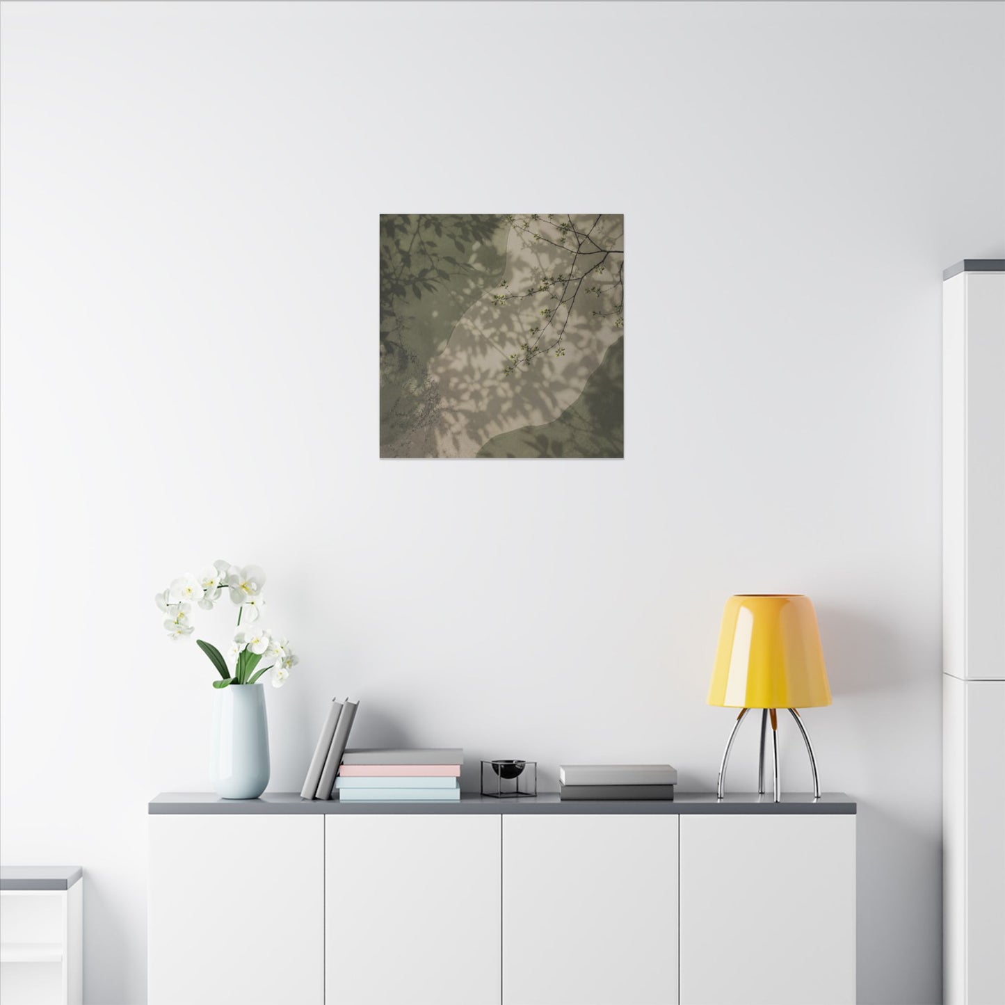Neutral Shadow Play Canvas Art - Japanese Pattern Japandi