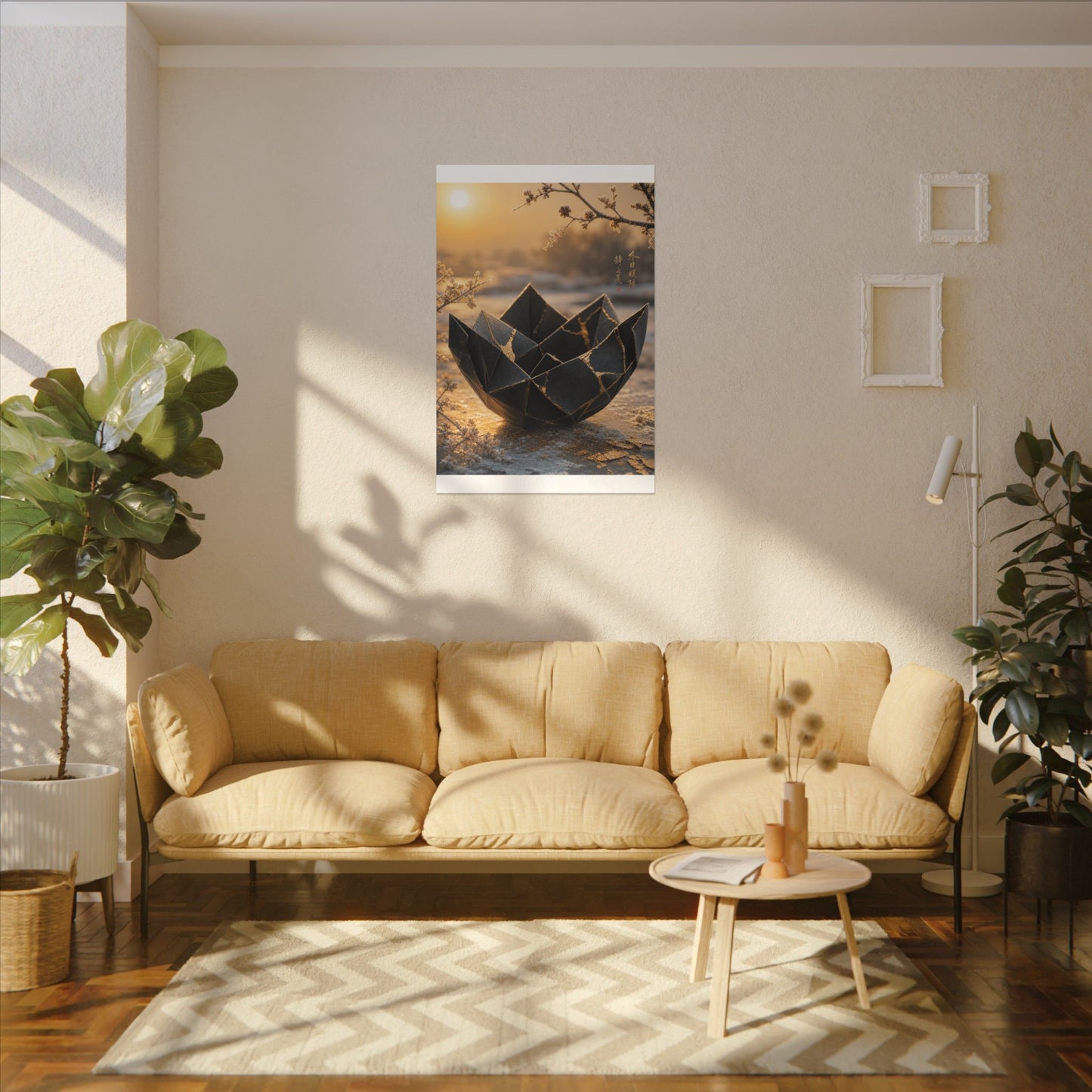 Kintsugi Paper Fold in Golden Hour | Gold Repair Canvas Art