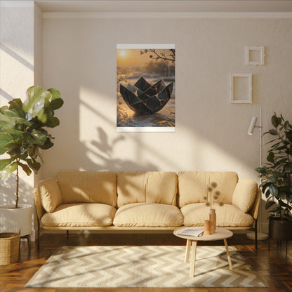 Kintsugi Paper Fold in Golden Hour | Gold Repair Canvas Art