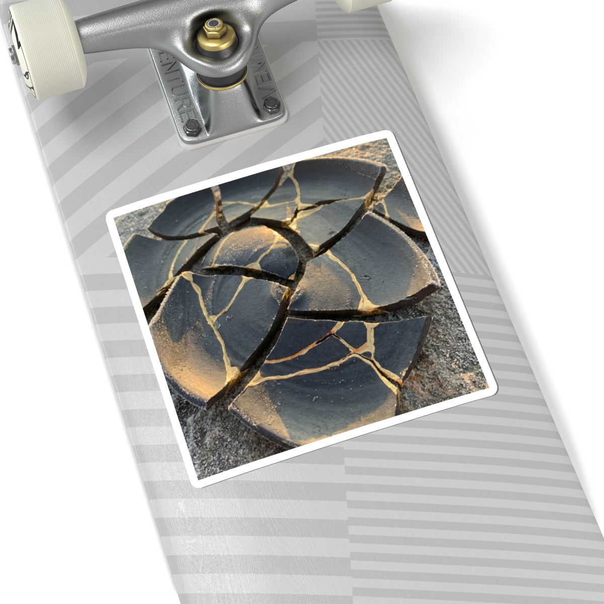 Golden Hour Broken Pottery Sticker - Kintsugi Kanso Art Print