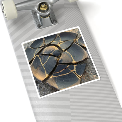 Golden Hour Broken Pottery Sticker - Kintsugi Kanso Art Print