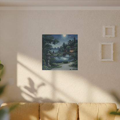 Summer Moonlit Garden Ukiyo E Inspired Canvas Art | Serene Decor