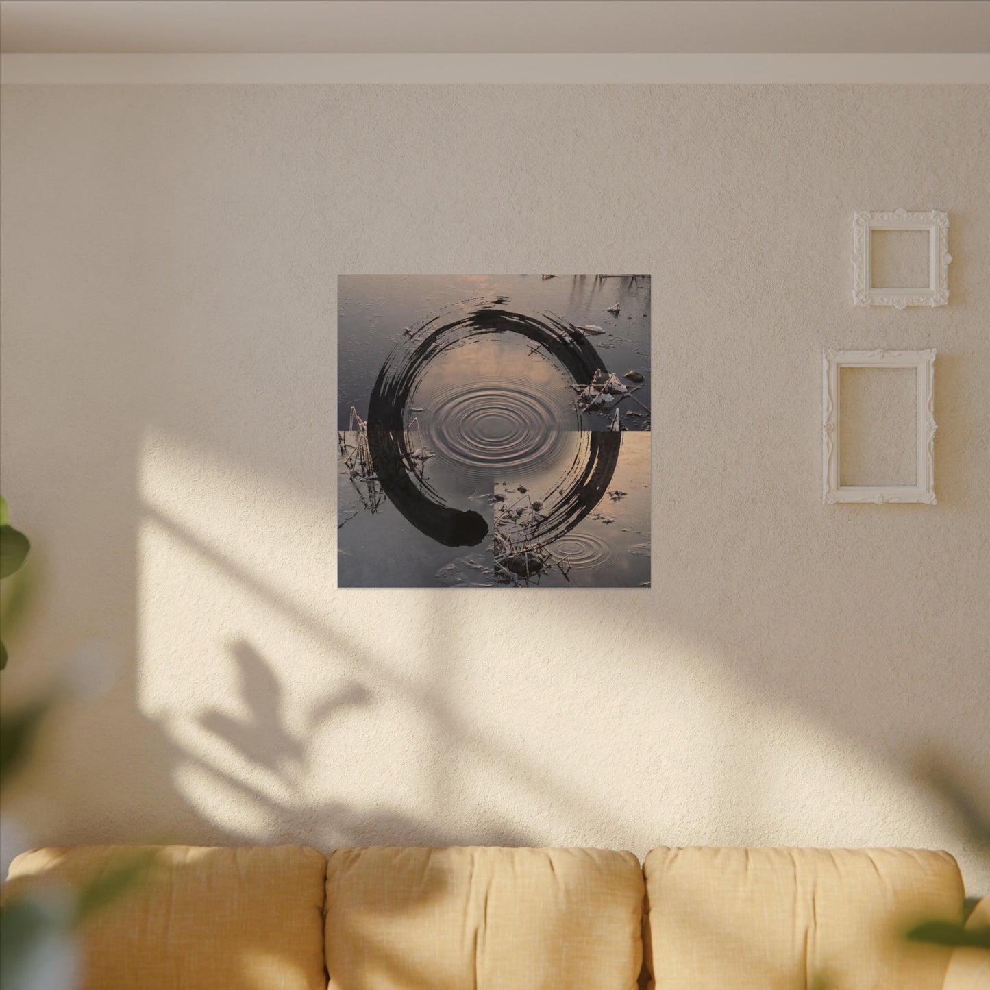 Winter Water Ripple Enso Canvas Art | Tranquil Decor