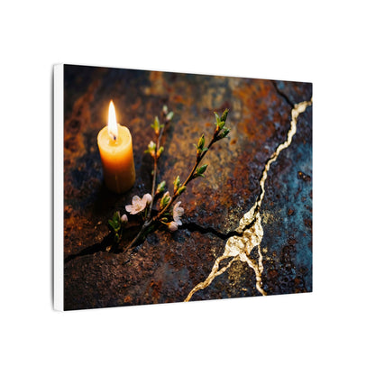 Kintsugi Rust Patina in Candlelight | Gold Repair Canvas Art