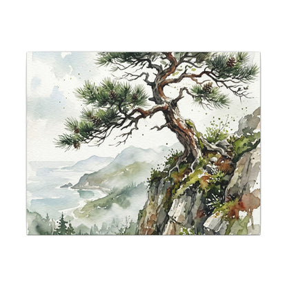 Pine Tree Spring Canvas Art | Japandi Neutral Design