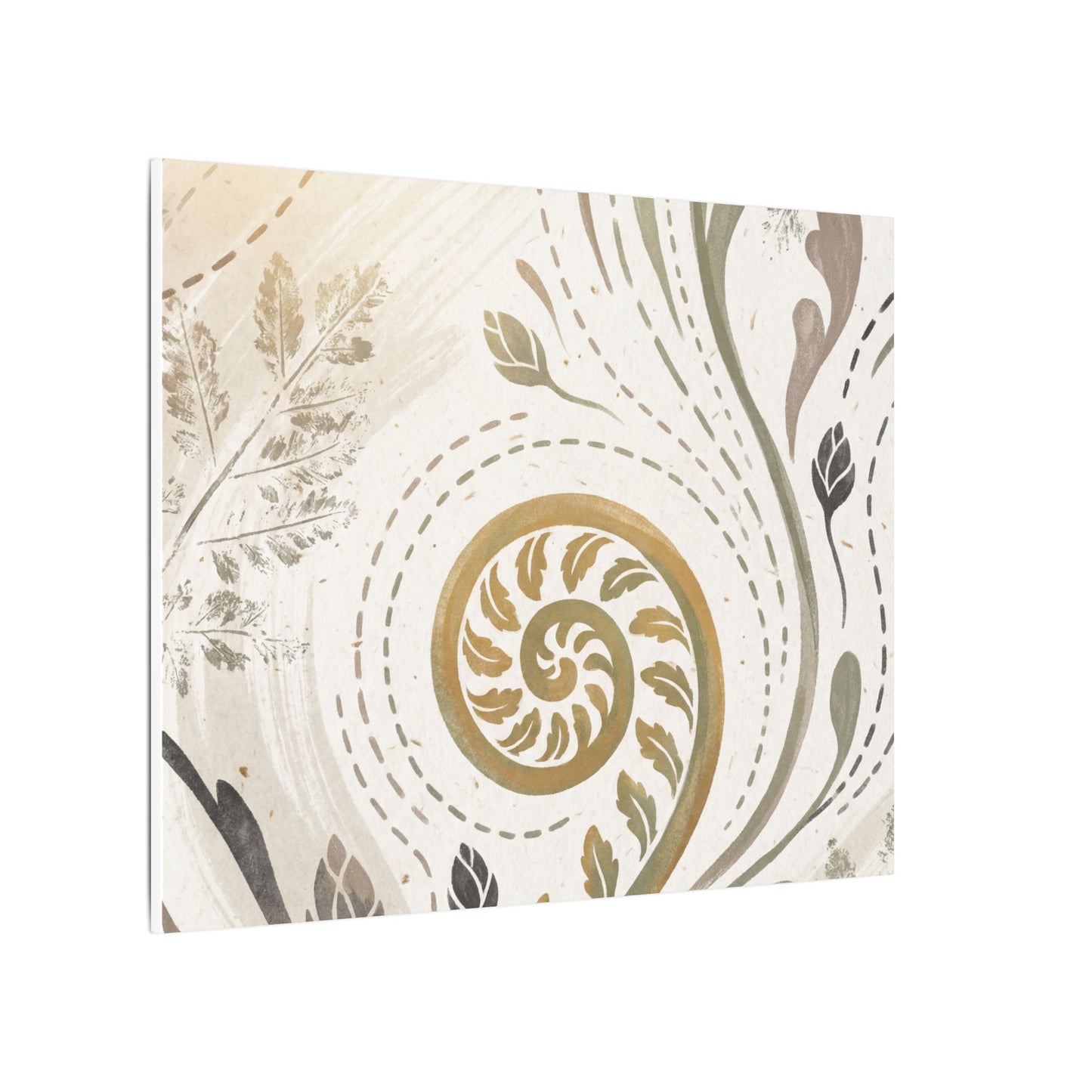 Japandi Fern Unfurling in Golden Hour | Japanese Pattern Canvas Art